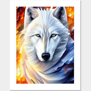 Stunning White Wolf Painting Posters and Art